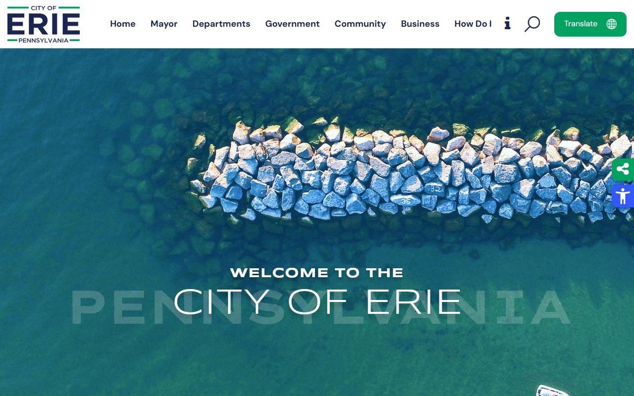 City of Erie website with police department information for booking reports