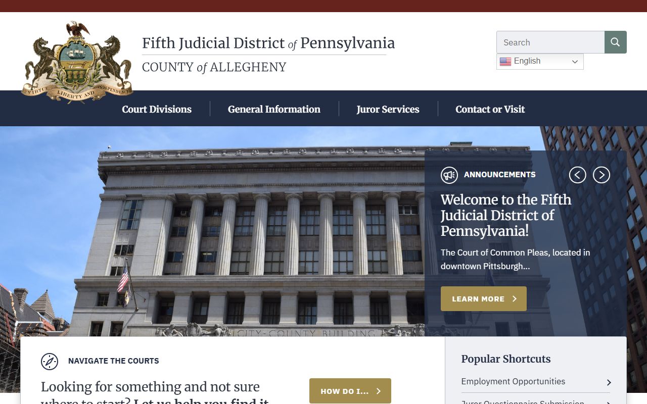 Allegheny County booking reports courthouse and court system in Pittsburgh