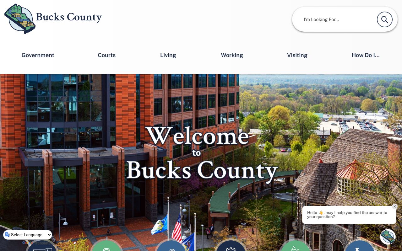 Bucks County government website for court records and booking report access