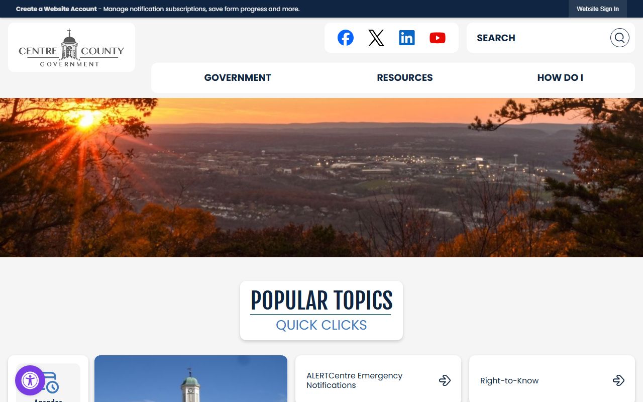 Centre County Sheriff's Office website for booking reports and public records