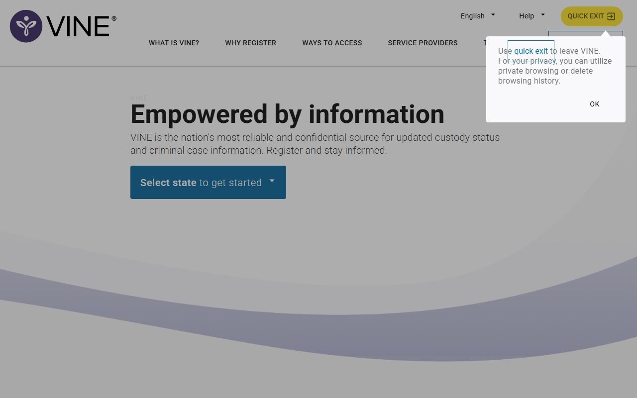 VINELink victim notification system for Pennsylvania booking reports